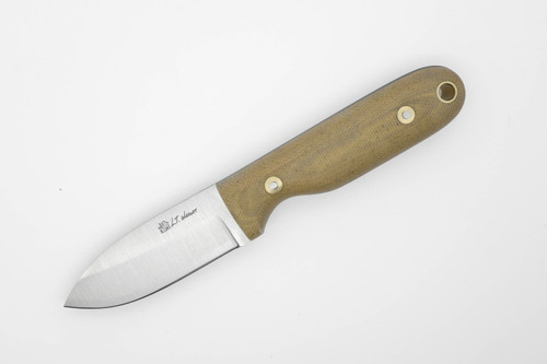 LT Wright Knives Bushbaby - O1 Tool Steel - Saber Grind - Natural Canvas Micarta Handle w/ Black Liners - Matte Finish