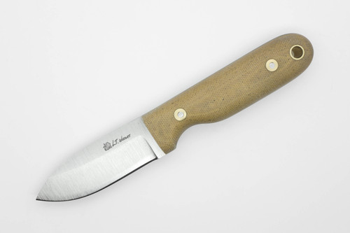 LT Wright Knives Bushbaby - O1 Tool Steel - Saber Grind - Natural Canvas Micarta Handle w/ OD Green Liners - Matte Finish
