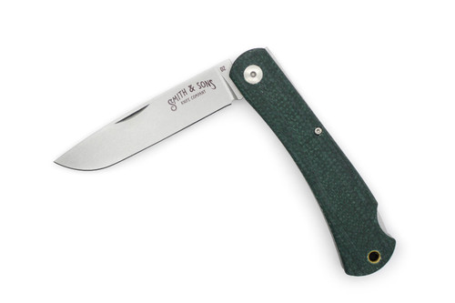 Smith & Sons Knives: MudBug - D2 Tool Steel - Forest Green Burlap Micarta Handle