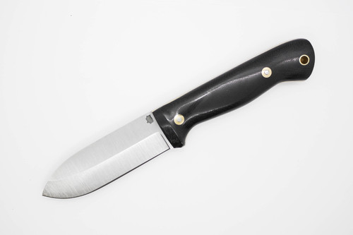 LT Wright Knives: Scaaty Crafter - A2 Steel - Saber Grind - Black Canvas Micarta w/ Snakeskin Liners - Polished Finish