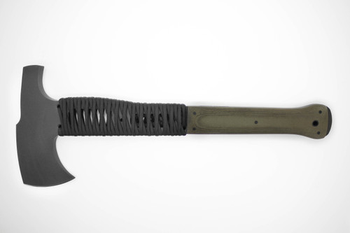 Winkler Knives - Hammer Combat Axe - 80CRV2 Steel - Green Laminate Handle - Partial Cord Wrap