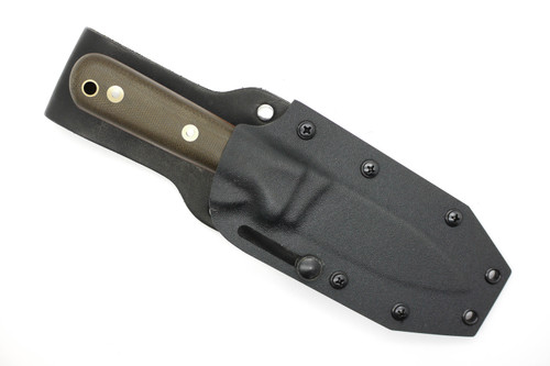 LT Wright Knives: Genesis - CPM 3V Steel - Flat Grind - Green Canvas Micarta w/ Natural Liners - Mate Finish - Kydex Sheath