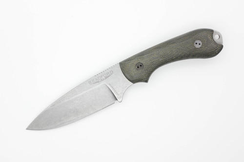Bradford Knives: Guardian3.2, 3D - CPM MagnaCut - Drop Point - Sabre Grind - Stonewash Finish Blade - 3D OD Green Micarta Handle