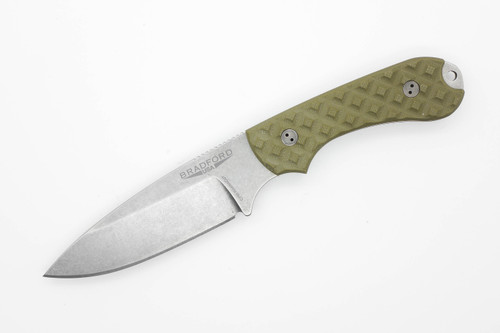 Bradford Knives: Guardian3.2, 3D - CPM MagnaCut - Drop Point - Sabre Grind - Stonewash Finish Blade - Textured OD Green G10 Handle