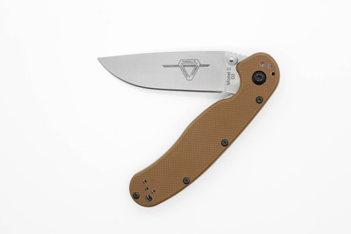 Ontario RAT Model 2 Folding Knife, 3" D2 Steel Stonewashed Finish, Coyote Brown Nylon Handle - 8828CB