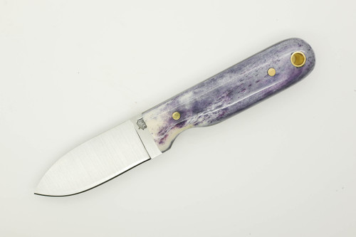LT Wright Knives Bushbaby - A2 Steel - Flat Grind - Blue Dyed Bone w/ Black Liners - 5