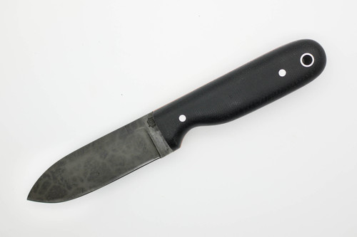LT Wright Knives Bushcrafter HC - High Saber Grind - Black Canvas Micarta w/ Orange Liners - Matte Finish