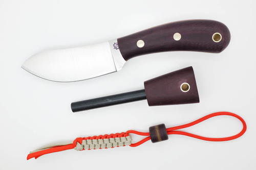 *Limited Edition* LT Wright Knives Camp MUK - Flat Grind - A2 Steel - Double Red Canvas Micarta w/ Natural Liners - Matte Finish