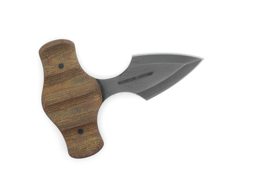 Winkler Knives - Push Dagger - 80CRV2 Steel - Full Double Edge - Tan Laminate Handle - Sculpted