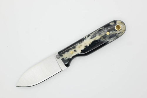 LT Wright Knives Bushbaby - A2 Steel - Flat Grind - Black Dyed Bone w/ Black Liners - 3