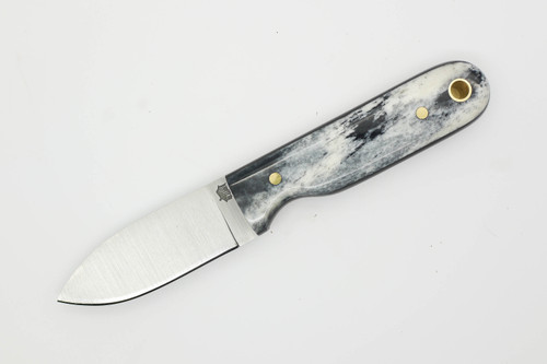 LT Wright Knives Bushbaby - A2 Steel - Flat Grind - Black Dyed Bone w/ Black Liners - 4