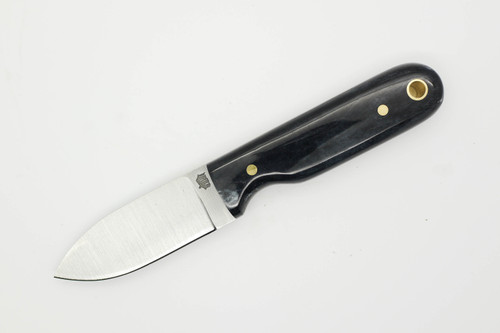 LT Wright Knives Bushbaby - A2 Steel - Flat Grind - Black Dyed Bone w/ Black Liners - 8