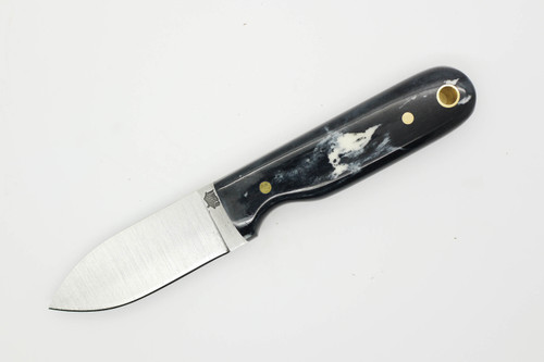 LT Wright Knives Bushbaby - A2 Steel - Flat Grind - Black Dyed Bone w/ Black Liners - 9