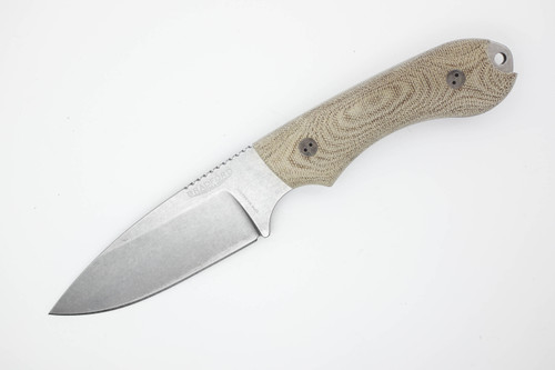 Bradford Knives: Guardian4.2, 3D - CPM MagnaCut - Drop Point - Sabre Grind - Stonewash Finish Blade - 3D Natural Micarta Handle