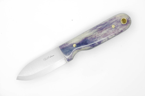 LT Wright Knives Bushbaby - A2 Steel - Scandi Grind - Blue Dyed Bone - Black Liners - 3