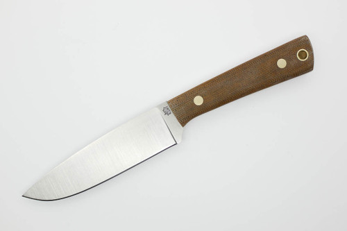 LT Wright Knives Large Pouter - AEB-L Steel - Flat Grind - Natural Canvas Micarta w/ White Liners - Matte Finish - NO SHEATH