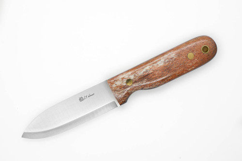 LT Wright Knives Bushcrafter - O1 Steel - Scandi Grind - Brown Bone w/ Green Liners
