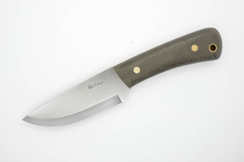 LT Wright Knives: XL Workhorse (Scandi Grind) Fixed Blade Knife - Green Canvas Micarta Handle, Snakeskin Liners - Matte Finish