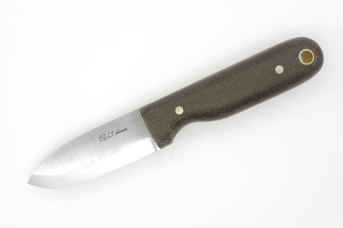 LT Wright Knives Bushbaby - A2 Steel - Scandi Grind - Green Canvas Micarta w/ Natural Liners - Matte Finish