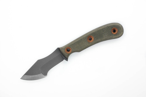 Dave Wenger Blades: Micro Tracker - CPM 3V Steel - Without Sawtooth - Green Canvas Micarta - Kydex Sheath