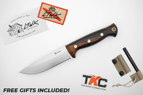 *Christmas Special* LT Wright Knives: Forest Trail - MagnaCut Steel - Saber Grind - Desert Ironwood Handle - FREE Black Liners! - 8