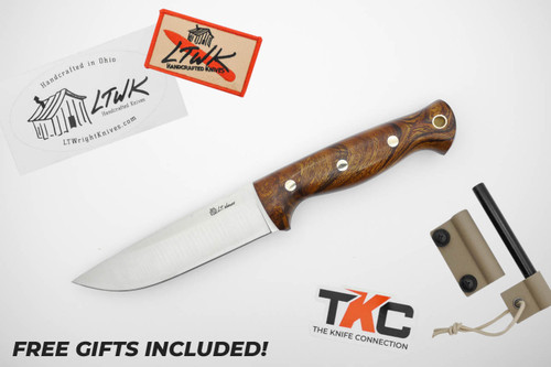 *Christmas Special* LT Wright Knives: Forest Trail - MagnaCut Steel - Saber Grind - Desert Ironwood Handle - FREE Black Liners! - 14