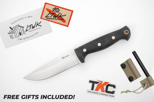 *Christmas Special* LT Wright Knives: Forest Trail - MagnaCut Steel - Saber Grind - Black Canvas Micarta Handle - White Liners - Matte