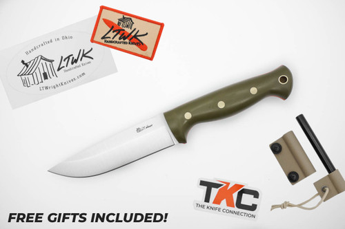 *Christmas Special* LT Wright Knives: Forest Trail - MagnaCut Steel - Saber Grind - OD Green G10 Handle - Orange Liners - Matte
