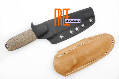 Bradford Knives: Guardian3.5 - CPM MagnaCut Steel - Sheepsfoot Saber Grind - Nimbus Finish - 3D Natural Canvas Micarta Handle - FREE Kydex Sheath!