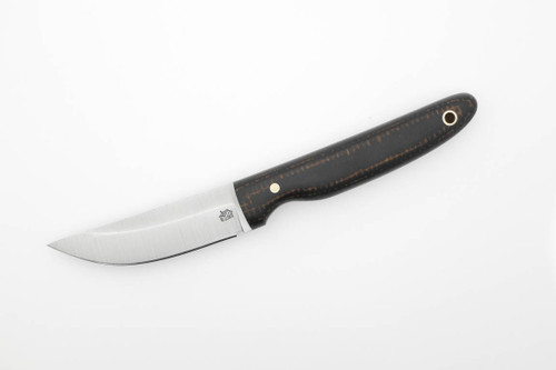 LT Wright Knives: APEX - A2 Steel - Saber Grind - Fixed Blade Knife - Black Linen Micarta w/ Brown Burlap Handle