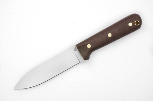 LT Wright Knives Gen 5 - A2 Steel - Flat Grind - Rustic Brown Canvas Micarta - White Liners - Matte Finish