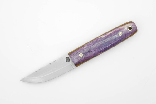 LT Wright Knives Pronghorn - 3V Steel - Scandi Grind - Dyed Blue Bone Handle - w/ Natural Liners, Mosaic Pins - 3