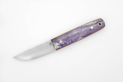 LT Wright Knives Pronghorn - 3V Steel - Scandi Grind - Dyed Blue Bone Handle - w/ Natural Liners, Mosaic Pins - 4