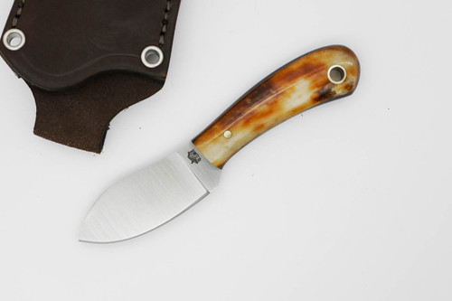 LT Wright Knives Lil Muk - Flat Grind - MagnaCut Steel - Brown Dyed Bone w/ FREE Black Liners - 3