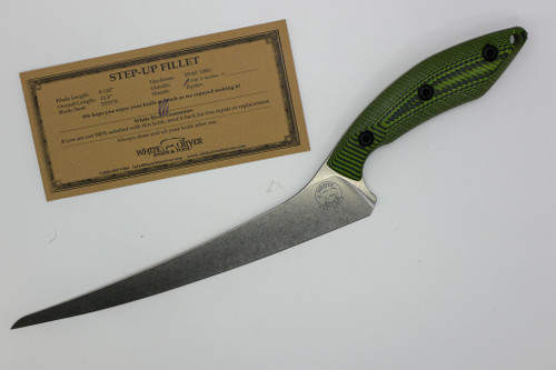 White River Knives Step Up Fillet - 8 Inch Blade - Black and Green G10 Handle