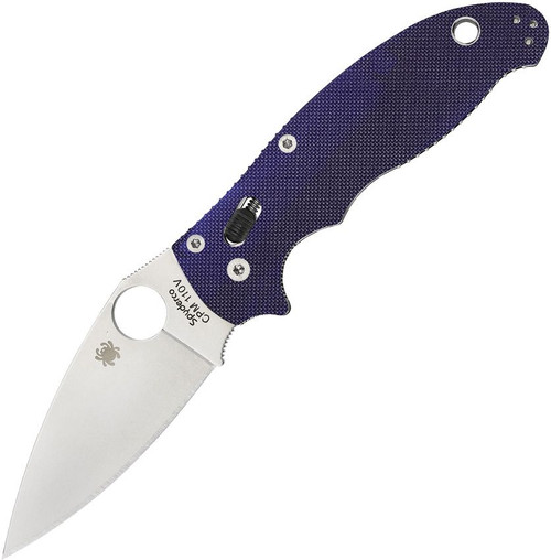 Spyderco Knives: Manix 2 Ball Bearing Lock (Full Flat Grind) Folding Pocket Knife w/ Blue Textured G10 Handle - GPDBL2