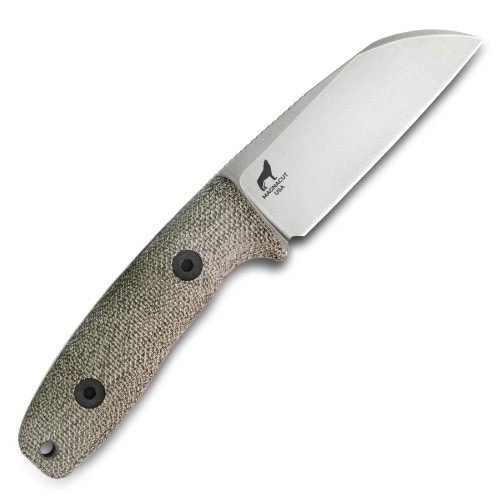 Reiff Knives: Circadian Sheepsfoot - Fixed Blade-  - CPM MagnaCut - Stonewash, Green Canvas Micarta