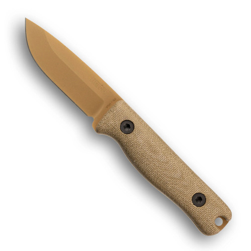 Reiff Knives: F3 - Fixed Blade-  - CPM MagnaCut - Saber, FDE PVD, OD Canvas Micarta
