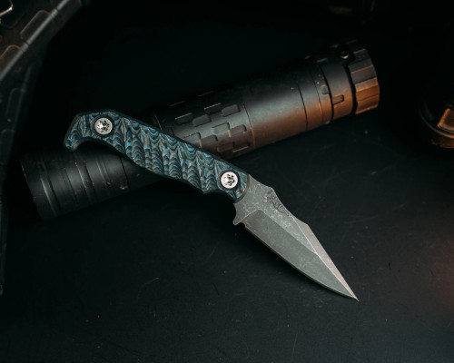 Half Face Blades - Custom EDC - Arctic Storm Carbon Fiber, Ti Torx, Iron Grip