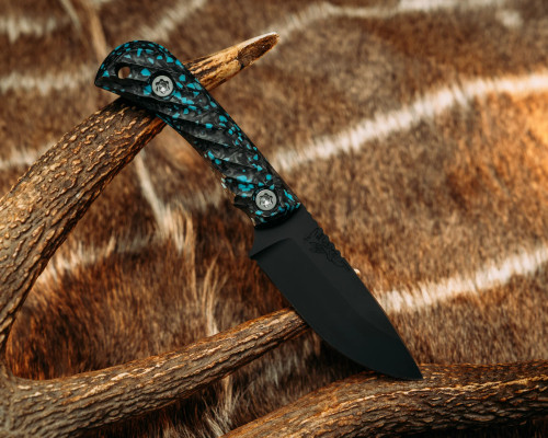 Half Face Blades - Cav Jr - Rocky Wave Turquoise, Armor Black Cerakote,  Ti Torx Bolts, Reticulated Grip