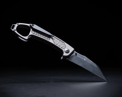 Half Face Blades - SHPOS Monolithic Folder Blade - Black PVD Blade Gen 3, Sub Human Piece Of Shit