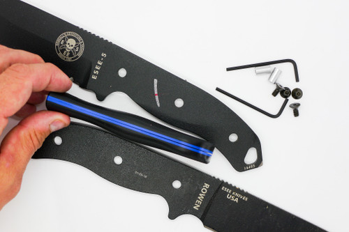 TKC 2.0 G10 Handle for ESEE 5/6  - Black With Blue Liner G-10