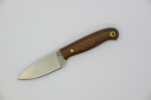 LT Wright Knives Patriot - A2 Steel - Flat Grind - Brown Burlap with Coyote Liner Micarta Handle