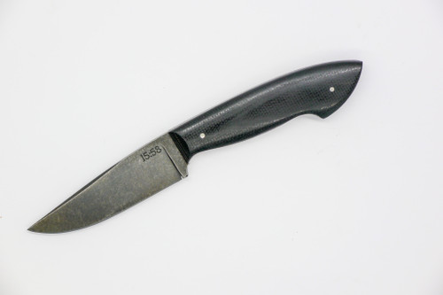 15:58 Knife Co: Neches Hunter EDC - 52100 Steel - Black Canvas Micarta Handle- Leather Sheath - by Josh Fisher