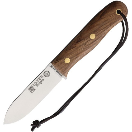 Joker Knives - Trampero - Bushcraft Survival Knife - 14C28N Steel Fixed Blade w/ Walnut Handle