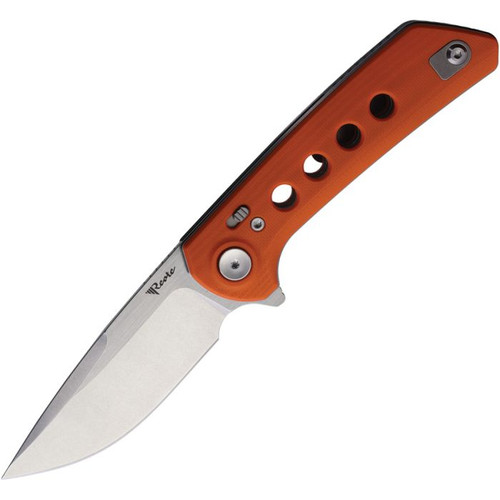 Reate Knives - PL-XF - Stonewash Nitro-V Blade - Folding Pocket Knife w/ Orange G10 Handle