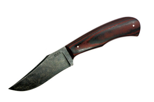 15:58 Knife Co: Revere EDC - 52100 Steel - Red & Black Canvas Micarta Handle- Leather Sheath - by Josh Fisher