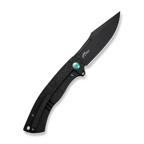 WE Knife Company - Essential Knight - 3.6" Black Stonewash Finished Bohler M390 Foldable Knife w/ Black Titanium w/ Etched Pattern Handle WE Knife Company - Essential Knight - 3.6" Black Stonewash Finished Bohler M390 Foldable Knife w/ Black Titanium w/ Etched Pattern Handle