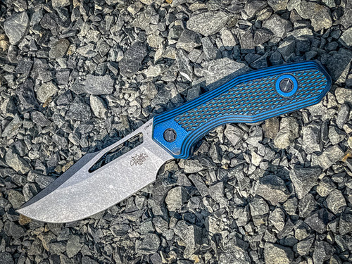 Dark Pines Knives - Widow Maker - 4" CPM-154 Fixed Knife w/ Black & Blue G10 Handle Dark Pines Knives - Widow Maker - 4" CPM-154 Fixed Knife w/ Black & Blue G10 Handle