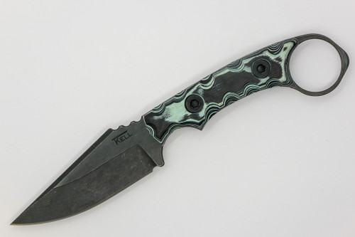 T.Kell Knives: Nightstalker - 3.25" Nickle Boron AEB-L Steel Blade w/ Black & Teal Burl G10 handle